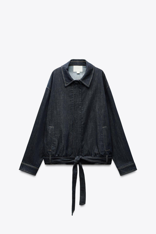 TRF DENIM JACKET WITH BELT