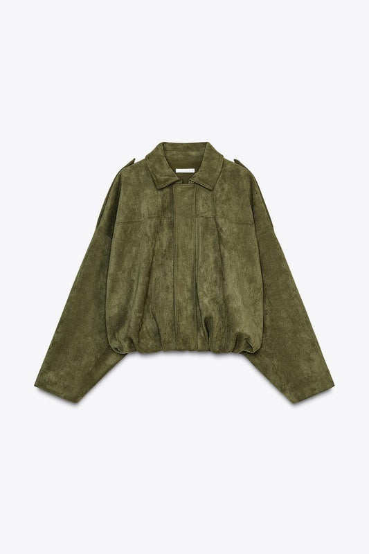FAUX SUEDE BOMBER JACKET
